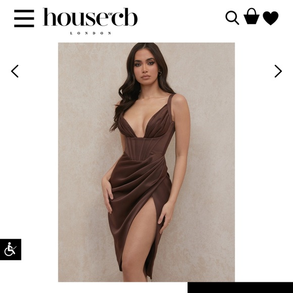 House of CB Dresses & Skirts - House of CB Chocolate Draped Midi Dress